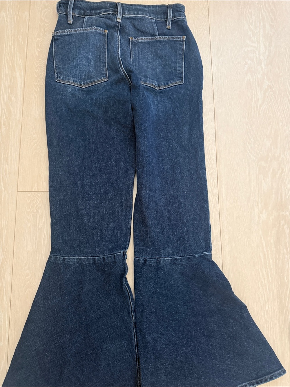 Frame Denim Delavan Dark Blue Flared Wide-Leg Jeans - Picture 9 of 9